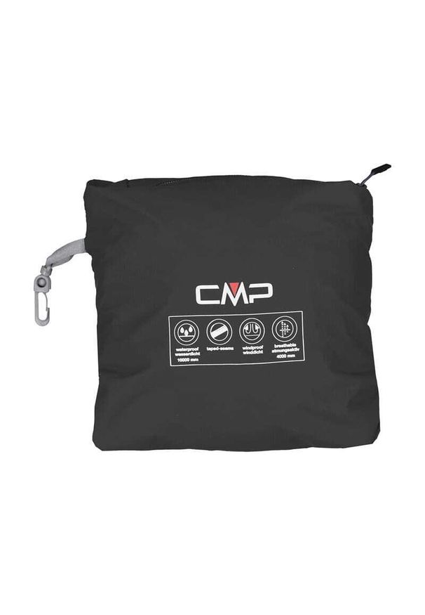 Kurtka przeciwdeszczowa damska z kapturem na napy CMP. Typ kołnierza: kaptur. Kolor: czarny. Sport: turystyka piesza