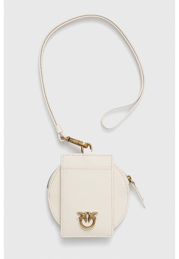 Pinko etui na karty skórzane kolor biały. Kolor: biały. Materiał: skóra