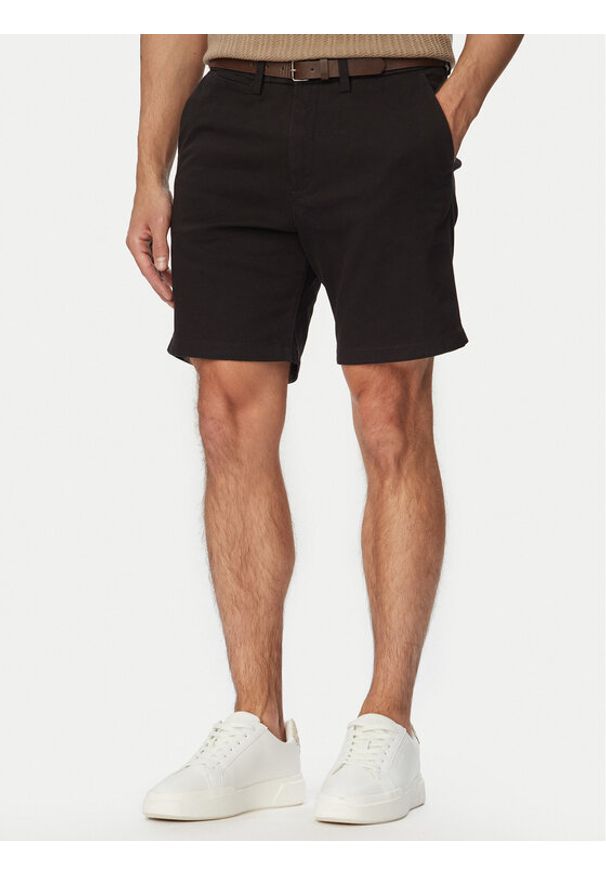 Jack & Jones Szorty materiałowe Adam Belted 12288603 Czarny Regular Fit. Kolor: czarny. Materiał: bawełna