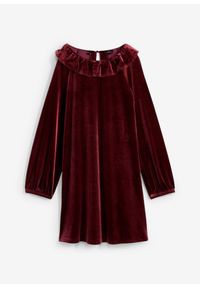 bonprix - Sukienka aksamitna z falbanami. Kolor: czerwony #1