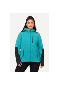 ULLA POPKEN - Damskie Kurtka polarowa odblaskowe nadruki kaptur otwór na kciuk. Kolekcja: plus size. Kolor: niebieski. Materiał: poliester, materiał. Wzór: nadruk #1