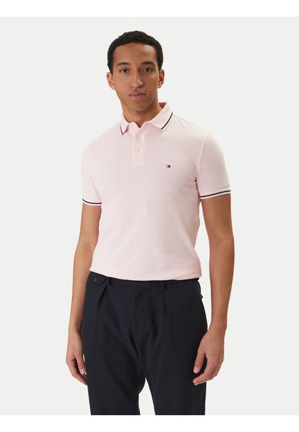 TOMMY HILFIGER - Tommy Hilfiger Polo Seasonal MW0MW39993 Różowy Slim Fit. Typ kołnierza: polo. Kolor: różowy. Materiał: bawełna