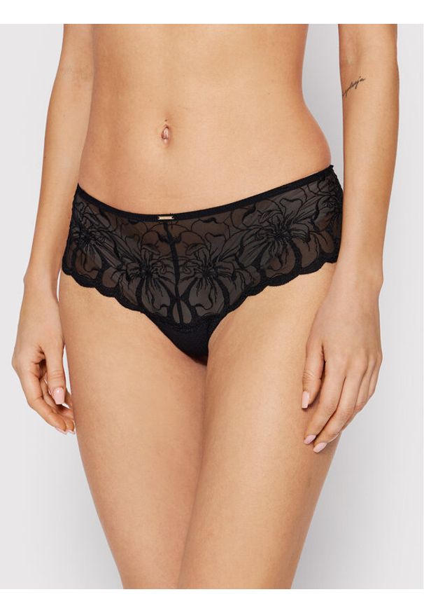 Chantelle Figi brazylijskie Fleurs C12M40 Czarny. Kolor: czarny. Materiał: syntetyk