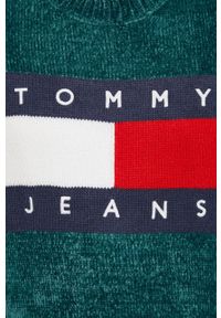 Tommy Jeans Sweter DM0DM12204.PPYY męski kolor zielony. Kolor: zielony. Materiał: materiał, wiskoza. Długość rękawa: długi rękaw. Długość: długie. Wzór: ze splotem #4