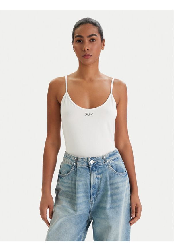 Karl Lagerfeld - KARL LAGERFELD Komplet topów B1W47021 Czarny Slim Fit. Typ kołnierza: dekolt w karo. Kolor: czarny. Materiał: bawełna