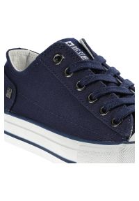 Big-Star - Granatowe Trampki Big Star Damskie Modne Obuwie. Okazja: na co dzień, do pracy, na spacer. Zapięcie: pasek. Kolor: niebieski. Materiał: guma, jeans, materiał. Szerokość cholewki: normalna. Styl: sportowy, klasyczny, casual #9