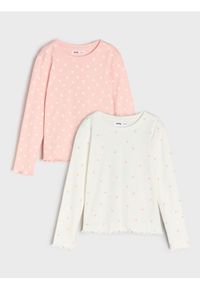 Sinsay - Prążkowana koszulka 2 pack - wielobarwny. Materiał: prążkowany #1