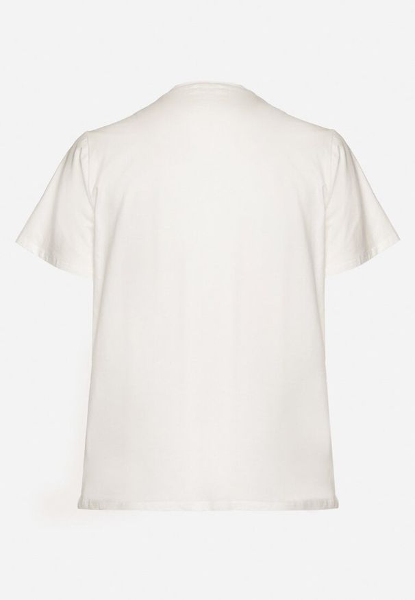 Born2be - Biały Bawełniany Klasyczny T-shirt Oltebia. Okazja: na co dzień. Kolor: biały. Materiał: bawełna. Styl: klasyczny