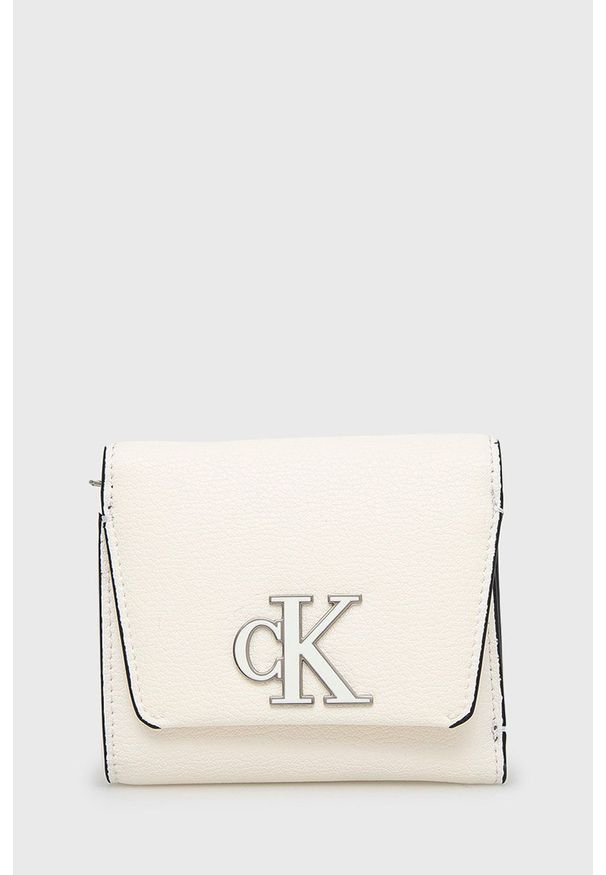 Calvin Klein Jeans portfel K60K609349.PPYY damski kolor biały. Kolor: biały. Materiał: materiał, włókno