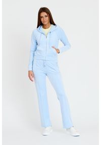 Juicy Couture - JUICY COUTURE Błękitne spodnie Tina Track Pants. Kolor: niebieski. Materiał: dresówka #4