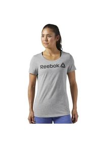 Koszulka sportowa damska Reebok Linear Read. Kolor: szary. Długość rękawa: krótki rękaw. Długość: krótkie