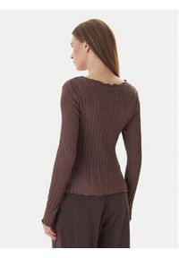 only - ONLY Bluzka Ella 15368469 Brązowy Slim Fit. Kolor: brązowy. Materiał: bawełna #3