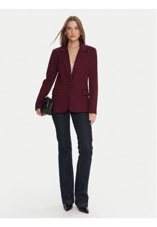 Guess Marynarka W5BN66 KCMU2 Bordowy Regular Fit. Kolor: czerwony. Materiał: wiskoza