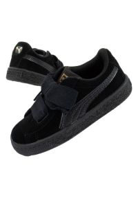 Buty Puma Heart Snk Jr 364920 06 czarne. Okazja: na co dzień. Kolor: czarny. Materiał: zamsz, skóra, guma