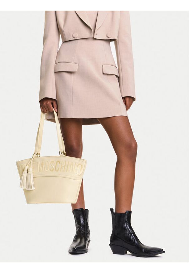 Love Moschino - LOVE MOSCHINO Torebka JC4285PP0MKJ0104 Écru. Kolor: kremowy. Materiał: skórzane