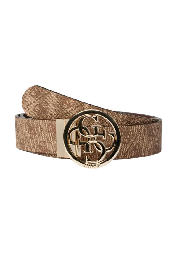 Guess - GUESS Brązowy dwustronny pasek Noelle, Rozmiar S. Kolor: brązowy