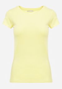 Renee - Żółty T-shirt Naerothee. Kolor: żółty. Materiał: bawełna. Długość rękawa: krótki rękaw. Długość: krótkie. Wzór: jednolity, gładki, aplikacja. Styl: klasyczny #6