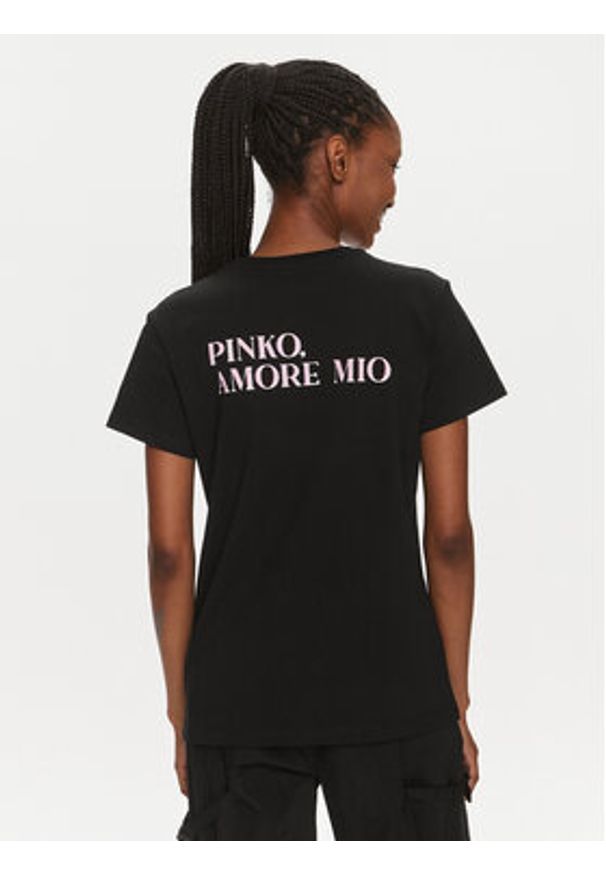 Pinko T-Shirt 100789 A1OC Czarny Regular Fit. Kolor: czarny. Materiał: bawełna