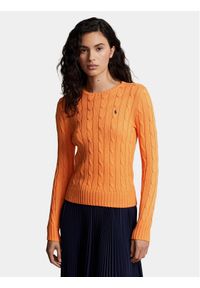 Polo Ralph Lauren Sweter Julianna 211891640008 Pomarańczowy Slim Fit. Typ kołnierza: polo. Kolor: pomarańczowy. Materiał: bawełna