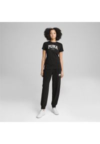 Puma - Damska koszulka z nadrukiem PUMA SQUAD PUMA Black. Kolor: czarny. Wzór: nadruk. Sport: joga i pilates