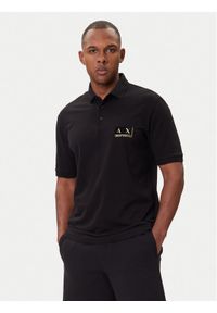 Armani Exchange Polo XM001885 AF13026 MC004 Czarny Regular Fit. Typ kołnierza: polo. Kolor: czarny. Materiał: bawełna