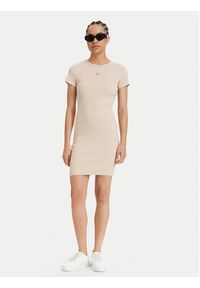 Tommy Jeans Sukienka letnia Flag DW0DW22613 Beżowy jasny Slim Fit. Kolor: beżowy. Materiał: bawełna. Sezon: lato #3