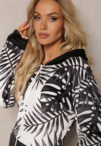 Renee - Czarny Welurowy Komplet Dresowy z Wzorzystą Bluzą z Kapturem i Joggerami Rouviana. Kolor: czarny. Materiał: dresówka, welur #4