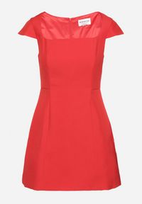 Born2be - Czerwona Elegancka Sukienka z Kwadratowym Dekoltem Melretia. Typ kołnierza: dekolt kwadratowy. Kolor: czerwony. Długość rękawa: krótki rękaw. Typ sukienki: dopasowane. Styl: elegancki #5