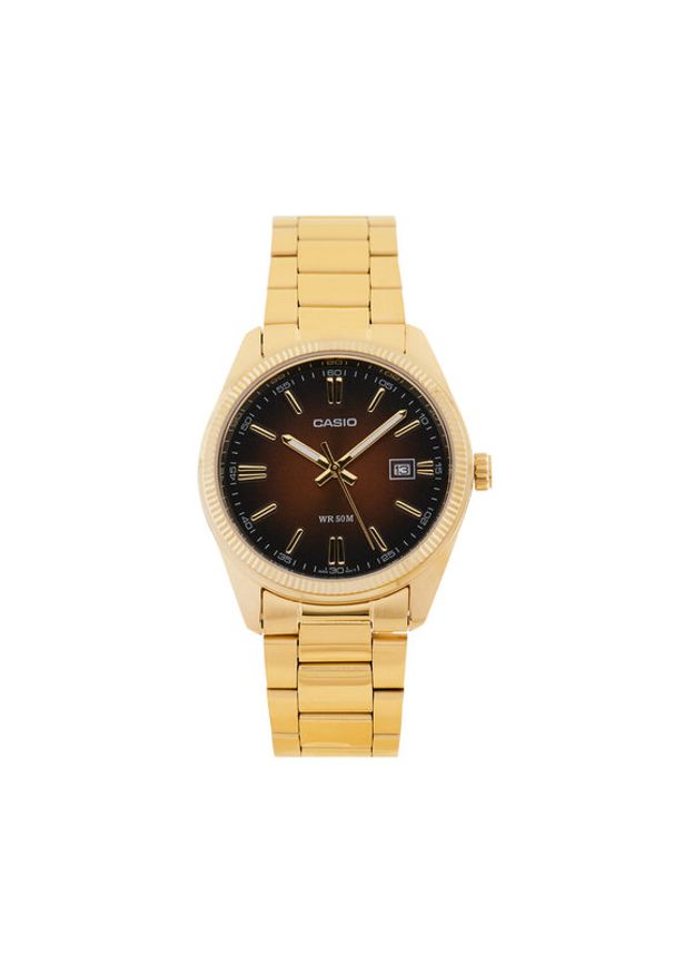 Casio Zegarek MTP-1302PGC-5AVEF Brązowy. Kolor: brązowy