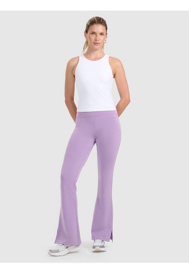 4f - 4F Top slim z prążkowanej dzianiny damski - biały XS. Kolor: biały. Materiał: prążkowany, dzianina