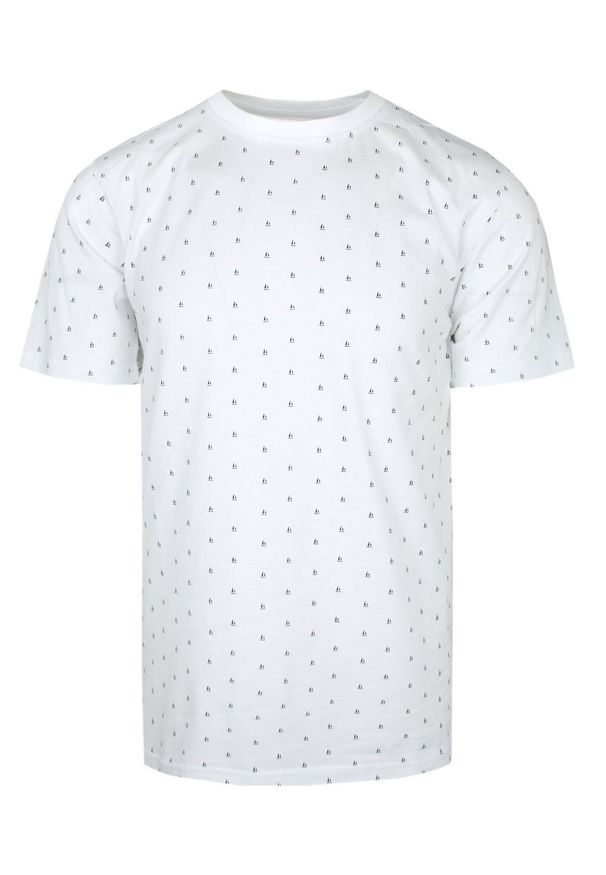 Męski T-Shirt - Pako Jeans - Drobny Wzór, Biała. Okazja: na co dzień. Kolor: biały. Materiał: bawełna. Wzór: nadruk. Styl: casual