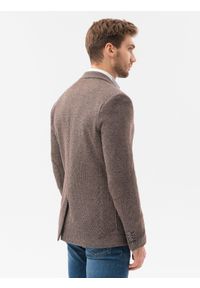 Ombre Clothing - Marynarka męska casual M162 - brązowa - XXL. Okazja: na co dzień. Kolor: brązowy. Materiał: bawełna, dzianina, poliester. Styl: casual #6