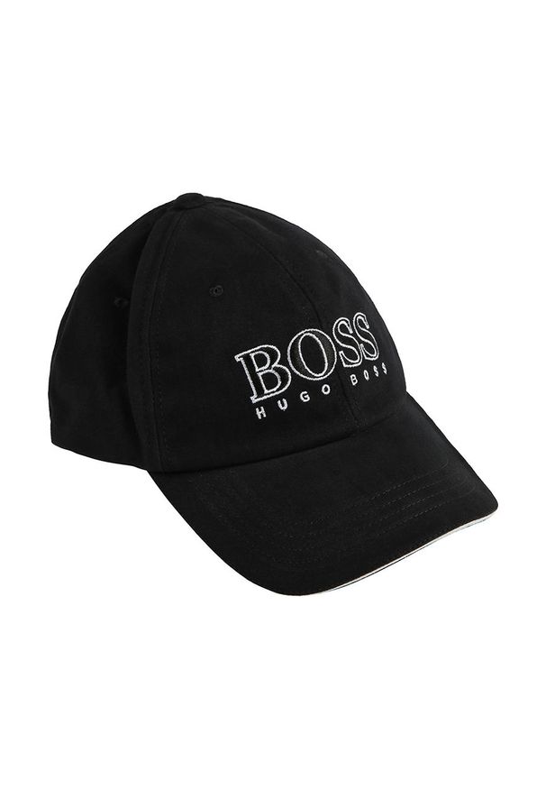 BOSS - Boss - Czapka dziecięca. Kolor: czarny. Materiał: tkanina, bawełna. Wzór: aplikacja