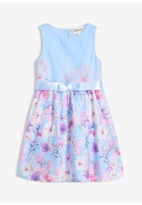 bonprix - Rozkloszowana sukienka. Kolor: niebieski. Wzór: nadruk, kwiaty. Sezon: lato #1