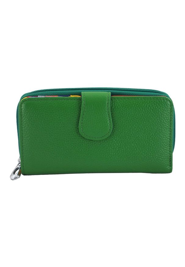 Barberini's - Portfel skórzany BARBERINI'S zielony D-116-38. Kolor: zielony. Materiał: skóra. Wzór: motyw zwierzęcy, kolorowy