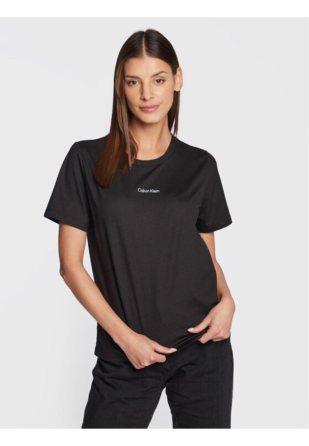 Calvin Klein T-Shirt Micro Logo K20K205454 Czarny Regular Fit. Kolor: czarny. Materiał: bawełna