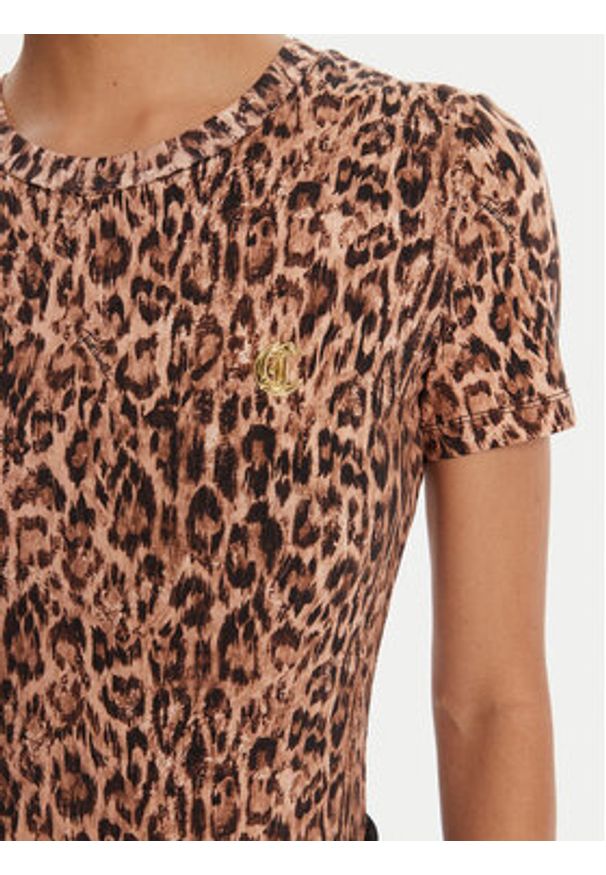 Just Cavalli T-Shirt 79PAHE07 CJ112 Brązowy Slim Fit. Kolor: brązowy. Materiał: bawełna