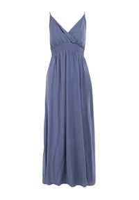 Born2be - Niebieska Sukienka Cadole. Kolor: niebieski. Materiał: bawełna. Długość rękawa: na ramiączkach. Typ sukienki: kopertowe. Styl: wakacyjny. Długość: maxi #4