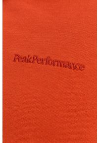 Peak Performance Bluza bawełniana męska kolor pomarańczowy z kapturem gładka. Okazja: na co dzień. Typ kołnierza: kaptur. Kolor: pomarańczowy. Materiał: bawełna. Długość rękawa: raglanowy rękaw. Wzór: gładki. Styl: casual