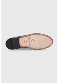 Trussardi Jeans - Trussardi mokasyny skórzane damskie kolor czarny na płaskim obcasie. Nosek buta: okrągły. Kolor: czarny. Materiał: skóra. Obcas: na obcasie. Wysokość obcasa: niski #3