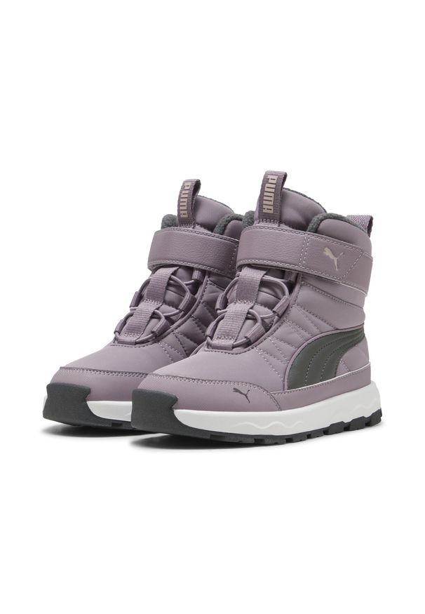 Puma - Dziecięce buty PUMA Evolve PUMA Plum Jam Shadow Gray Purple. Kolor: fioletowy, szary, wielokolorowy. Sport: turystyka piesza