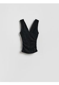 Reserved - Kreszowana bluzka - czarny. Kolor: czarny. Materiał: dzianina #1