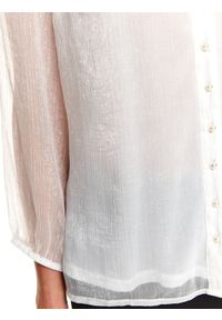 TOP SECRET - Elegancka bluzka o luźnym kroju. Kolor: biały. Materiał: tiul. Długość: długie. Wzór: aplikacja. Sezon: jesień. Styl: elegancki #3