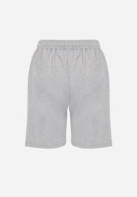 Born2be - Szare Dresowe Szorty Sportowe z Bawełną i Kieszeniami na Suwak Rharanin. Okazja: na co dzień, do domu. Kolor: szary. Materiał: bawełna, dresówka. Styl: sportowy #2