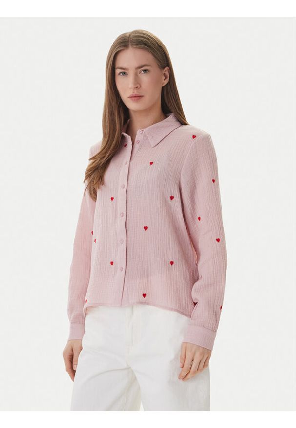 only - ONLY Koszula Heart 15332482 Różowy Regular Fit. Kolor: różowy. Materiał: bawełna