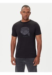 Karl Lagerfeld - KARL LAGERFELD T-Shirt 755066 554242 Czarny Regular Fit. Typ kołnierza: dekolt w karo. Kolor: czarny. Materiał: bawełna