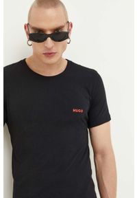 Hugo - HUGO t-shirt bawełniany 3-pack kolor czarny z nadrukiem. Kolor: czarny. Materiał: bawełna. Długość rękawa: krótki rękaw. Długość: krótkie. Wzór: nadruk #11