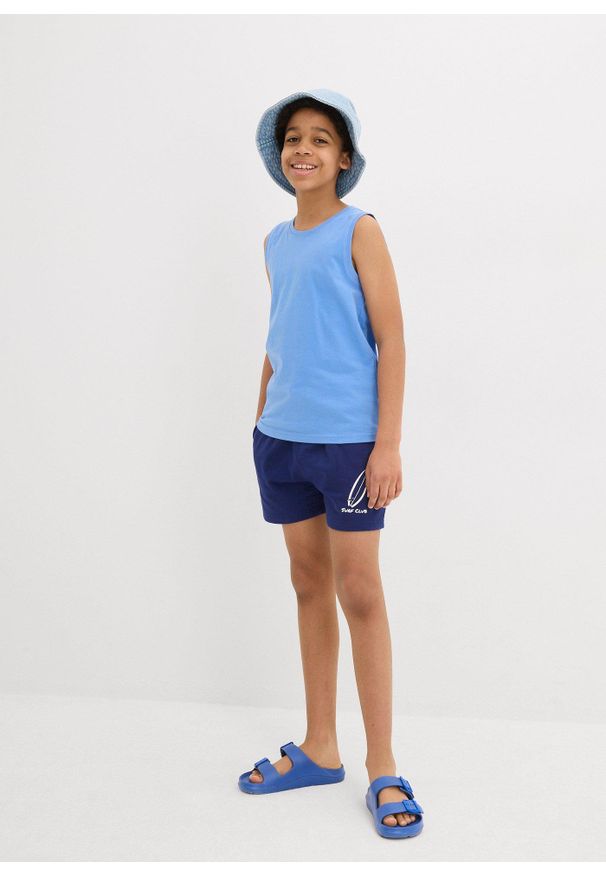 bonprix - Tank top (5 szt.) z bawełny organicznej. Kolor: niebieski. Materiał: bawełna