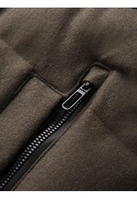 Ombre Clothing - Męska kurtka casualowa puffer z wełną – ciemnooliwkowy melanż V4 - Rozmiar: M. Okazja: na co dzień. Typ kołnierza: kołnierzyk stójkowy. Kolor: oliwkowy. Materiał: wełna. Długość: długie. Wzór: melanż. Styl: casual #9