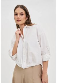 MOODO - Bawełniana koszula biała. Kolor: biały. Materiał: bawełna